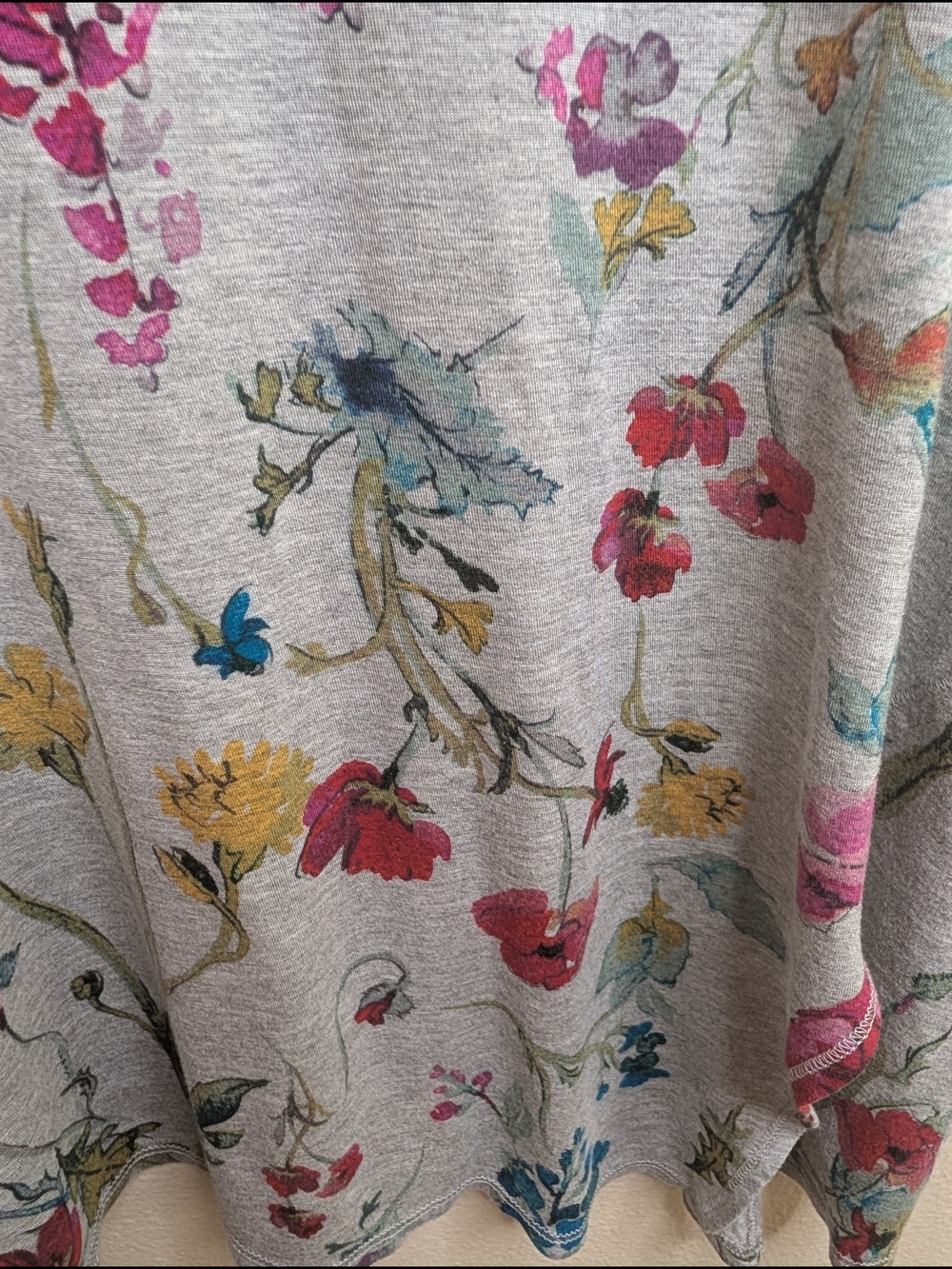Rachel Rachel Roy Floral Top Size 1X Plus Gray Watercolor Botanical Print - Picture 6 of 8